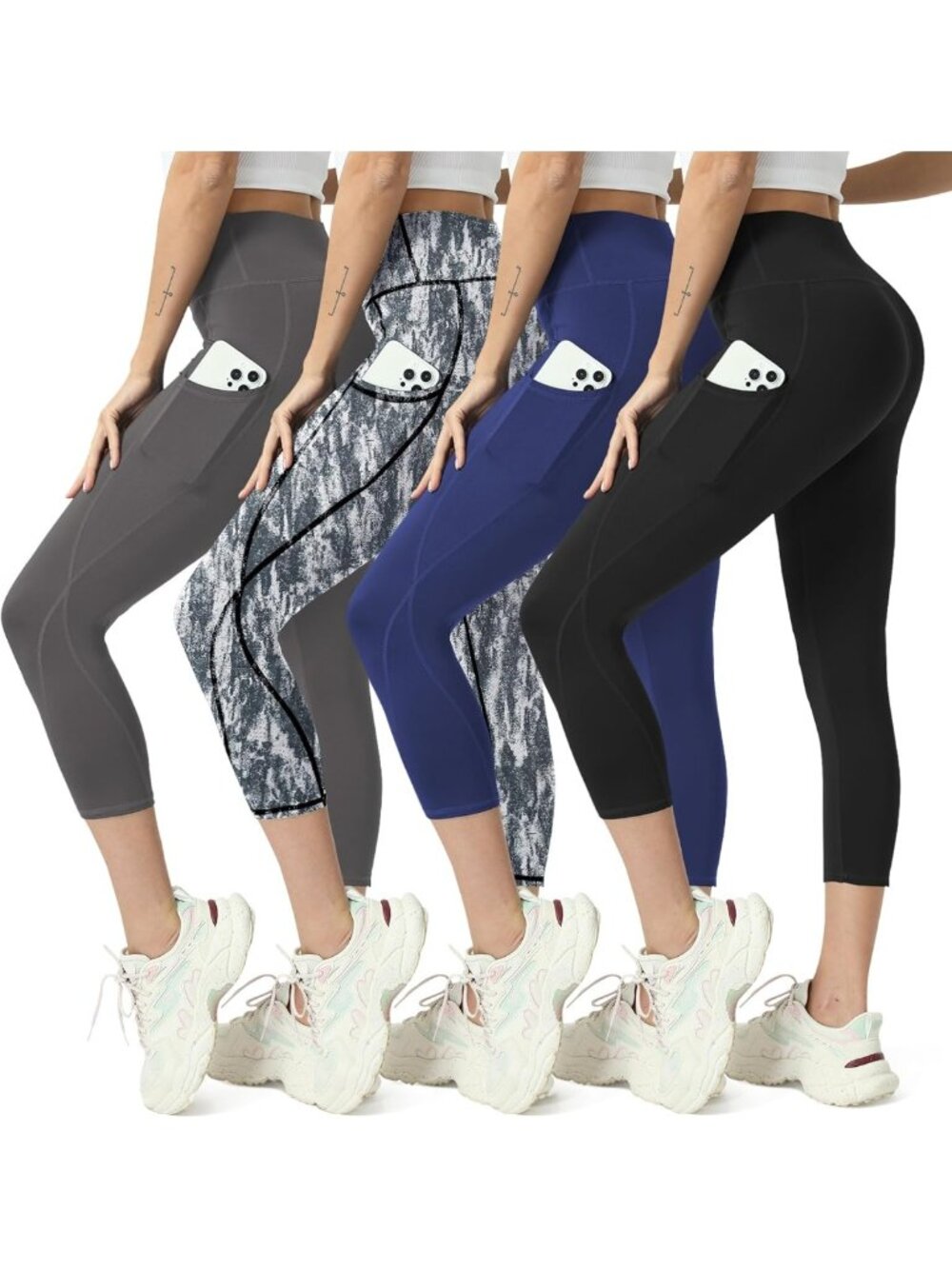 High-Waisted Capri Leggings for Women with Pockets - Perfect for Gym & Yoga